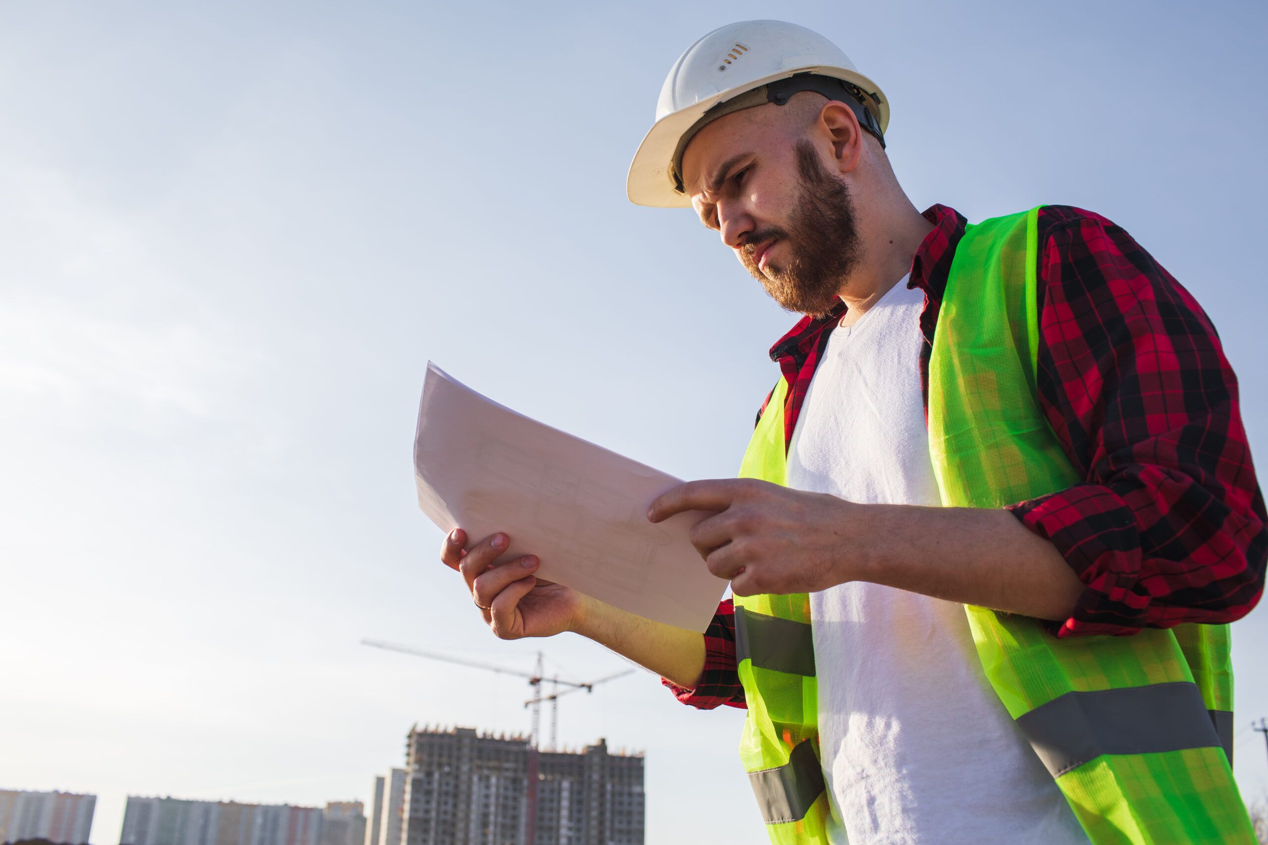 Engineer checking project